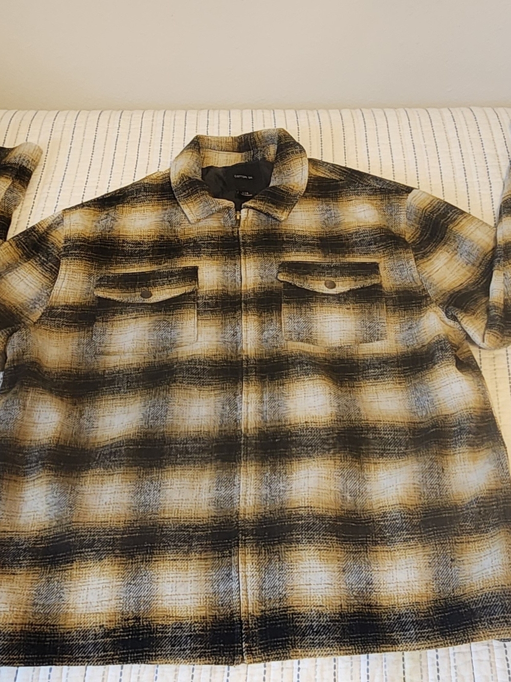 Mens Cotton-on Check Harrington Jacket Size L